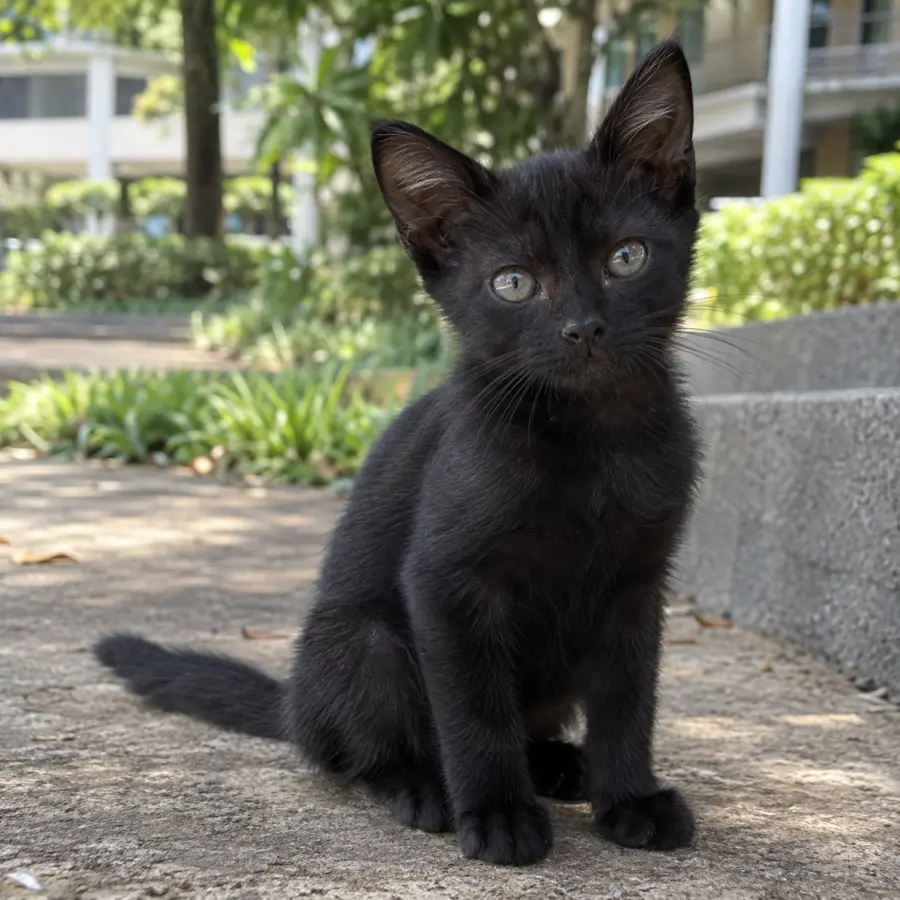 Potret anak kucing hitam