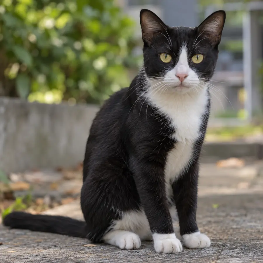 Potret kucing hitam putih di kawasan kampus